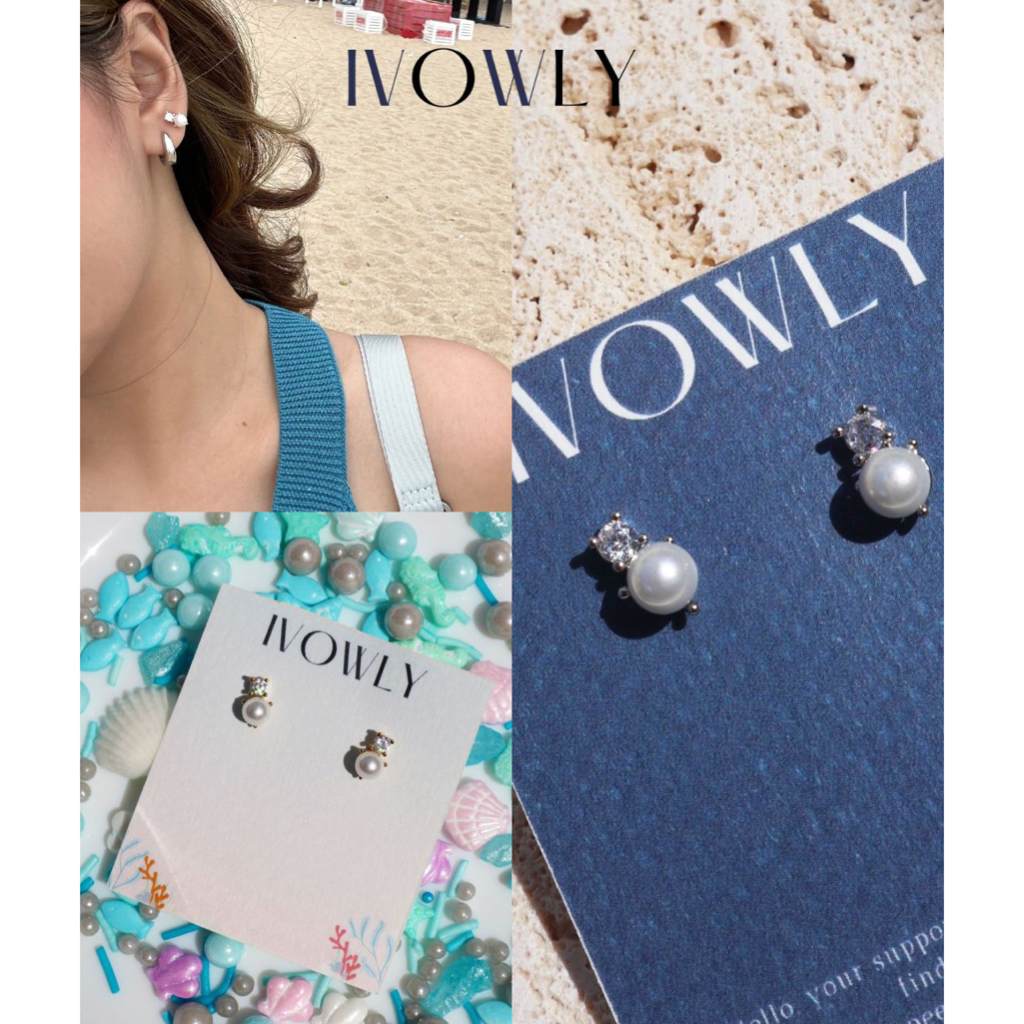 ต่างหู ivowly- Gems pearl พลอยมุก