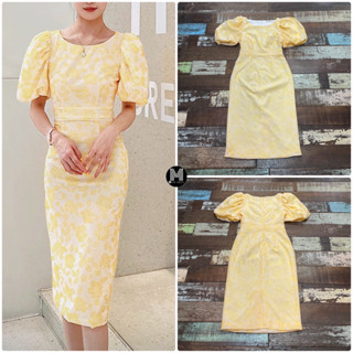 ราคาถูกที่สุด!! Celebstyle เดรสสอบดอกเหลืองแขนสั้นจีบพองบอลลูน เหลือง (Yellow)