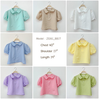 ZS161_BB1T  Maniie Top เสื้อคอบัวแต่งกระดุมดอกไม้ ผ้าไม่ต้องรีด