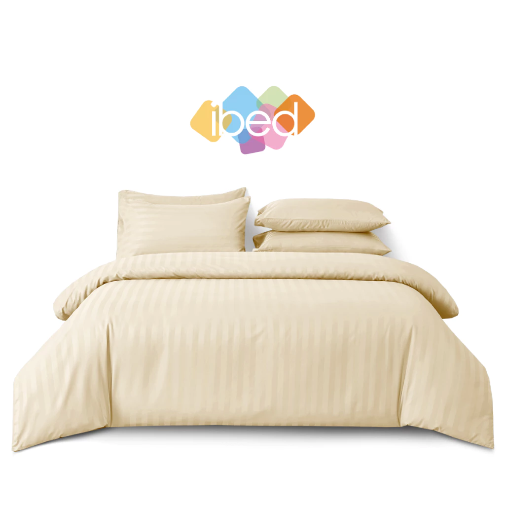 ibed ชุดผ้าปูที่นอนทอลายครบเซ็ท Softex Satin (ลายริ้ว) Butter Cream - STRIPED COLLECTION thumbnail 3