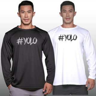 #YOLO เสื้อแขนยาวนักกล้าม  Men’s Bodybuilding Long Sleeve Athletic Gym Shirt