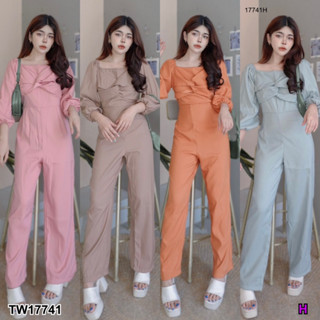 MF17741  Jumpsuit จั๊มสูทขายาว ทรงแขนพองยาว อกแต่งผ้าม้วนทรงสวยเข้ารูป ทรงขายาว งานสุดหรู งานน่ารักๆดีไซน์เก๋ คอล​ใหม่ ใ