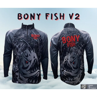 เสื้อตกปลา JK Thailand  เสื้อกันยูวี สำหรับกีฬากิจกรรมกลางแจ้ง ลาย BONY FISH V2 ป้องกันรังสี UV 80% แห้งเร็ว