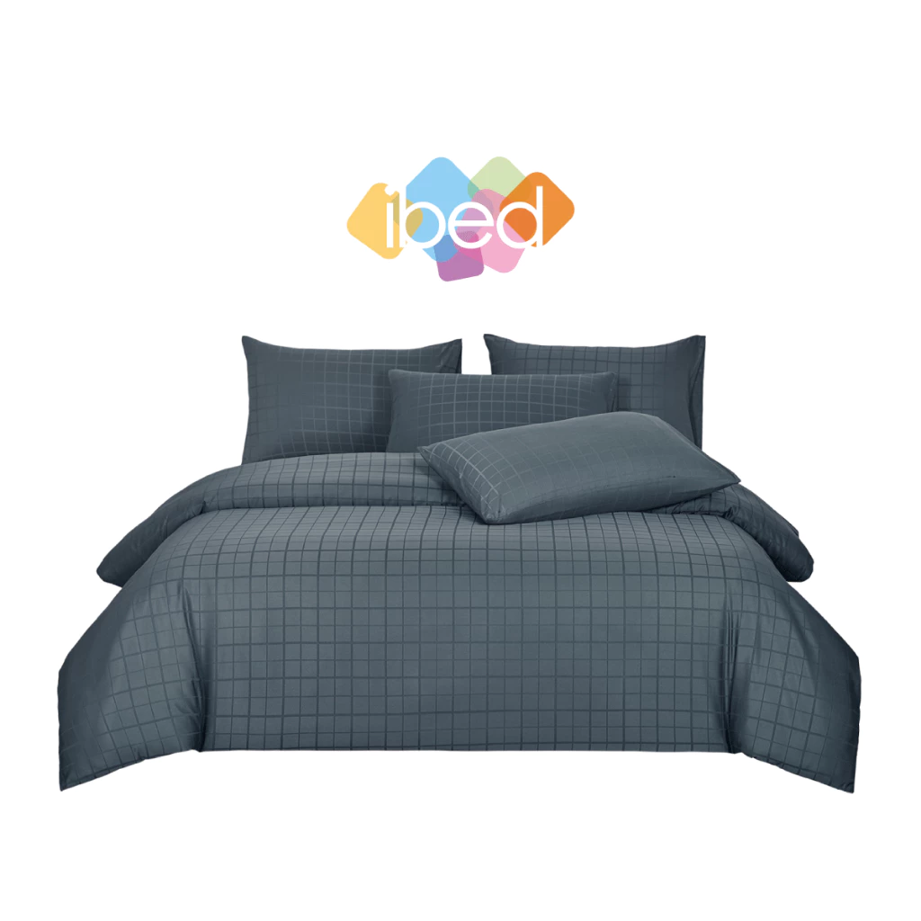 ibed ชุดผ้าปูที่นอนทอลายครบเซ็ท Softex Satin (ลายสี่เหลี่ยม) Lapis - SQUARE COLLECTION thumbnail 3