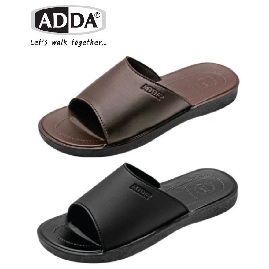 รองเท้าแตะ Adda หนัง PVC รุ่น 92C20 สีดำ น้ำตาล ของเเท้ 100%  รองเท้า รองเท้าผู้ชาย