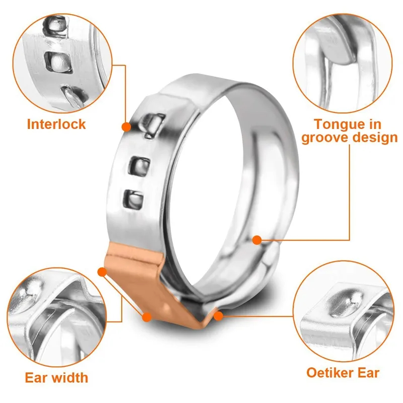 แคลมป์รัดท่อ แคลมป์หู สำหรับสายนัำมัน สายน้ำแรงดัน 304สแตนเลสชุด80 ตัว - รูปที่ 5