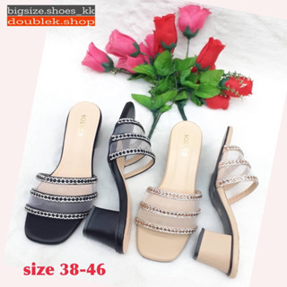 size 38-46… ส้นสูง สวมตาข่าย แต่งแถบเพชร (จัดส่ง 3-5 วัน)