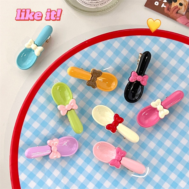 Cute 142 กิ๊บติดผม กิ๊บหนีบผมช้อนโบว์สีสดใส