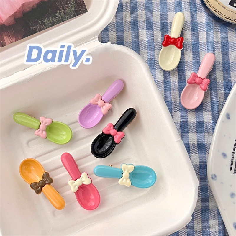Cute 142 กิ๊บติดผม กิ๊บหนีบผมช้อนโบว์สีสดใส