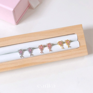 earika.earrings - pink star tiare ต่างหูแป้นคฑาดาวเพชรสีชมพูก้านเงินแท้ (มีให้เลือก 3 สี) เหมาะสำหรับคนแพ้ง่าย