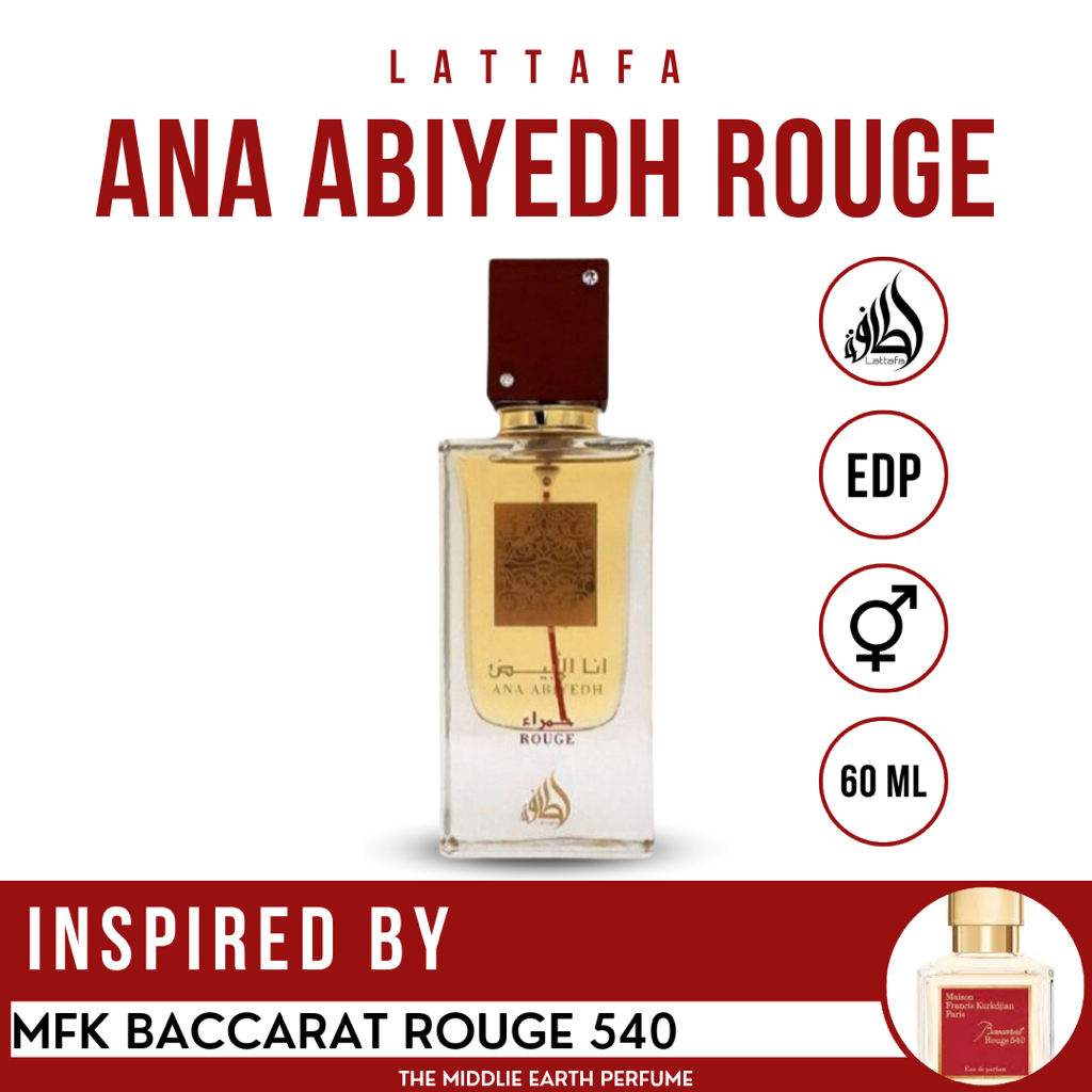 น้ำหอม Lattafa Ana Abiyedh Rouge ขนาด 60 ml ติดทน หอมนาน ของแท้100% นำเข้าจาก UAE