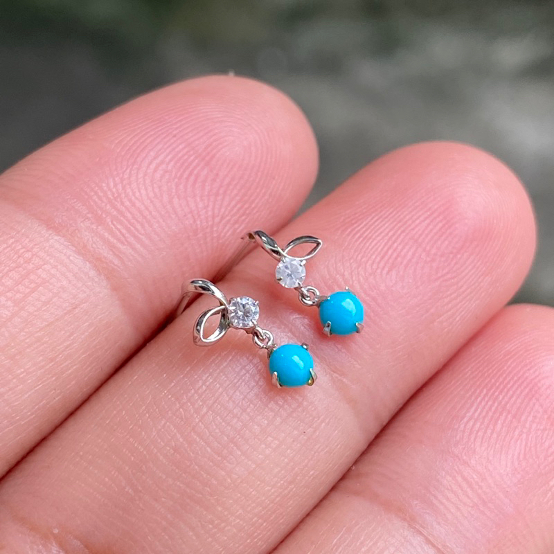 ต่างหูก้านเสียบทองคำขาวK14wg แท้