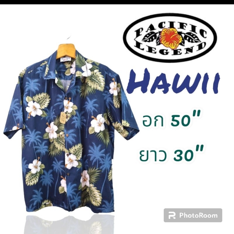 เสื้อฮาวาย Hawaii, vintage, ยี่ห้อ Pacific Legend [อก 50"/ยาว 30"]