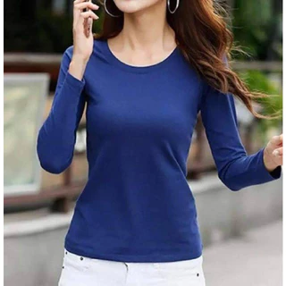 เสื้อคอกลมแขนยาว เต็มตัว (ผ้าคอตตอน) ทรงสวย สินค้าขายดี