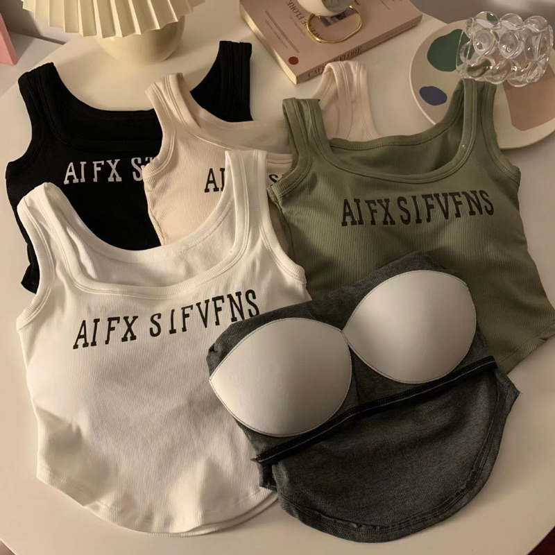 665# เสื้อกล้ามสายเดี่ยว แนว y2k ฟองน้ำในตัว AIFX SIFVFNS