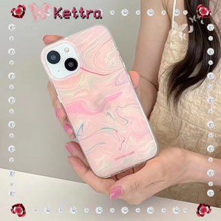 💜Kettra💜ป้องกันการหล่น ขอบเต็ม iPhone 11 14 pro max สีชมพู ไล่ระดับ เส้นขอบโปร่งใส หวานสวย case for iPhone 12 13