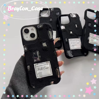 🌷Braylon🌷จัดส่งภายใน24ชม ขอบเต็ม iphone 11 14 pro max ผ้ายีนส์ สีดำ ความคิดสร้างสรรค์ เรียบง่าย case for iPhone 12 13