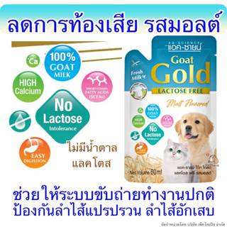 นมแพะ 100% พร้อมดื่ม Goat Gold รสมอลต์ นมแพะสําหรับสุนัข นมแพะสำหรับแมว ไม่มีแลคโตส  พกพาสะดวก แคลเซียมสูง