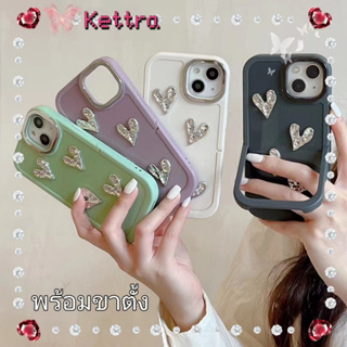 💜Kettra💜พร้อมขาตั้ง ป้องกันการหล่น ขอบเต็ม iPhone 11 14 pro max รูปหัวใจ ขั้นพื้นฐาน เรียบง่าย case for iPhone 12 13