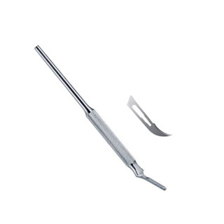 ชุดมีดผ่าตัด แต่ง ปากงอ ด้ามสแตนเลสพร้อมใบมีด No.12 Scalpel Blade