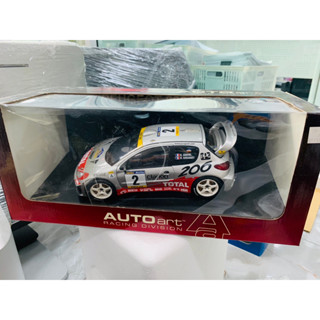 โมเดลรถหายาก หาไม่มีแล้ว 1/18 AUTOart Peugeot 206 WRC 2001 Auriol Giraudet #2 Rally Catalunya