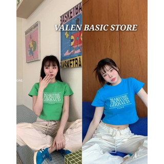 VALEN BASIC STORE 💚🩵 เสื้อยืดตัวสั้นสกรีนลาย Marithe