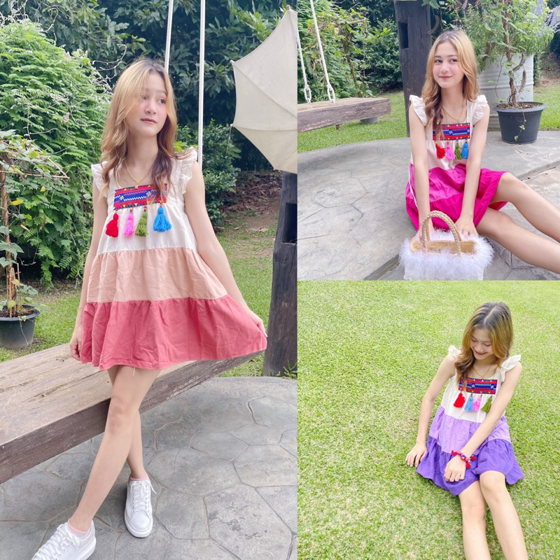 มินิเดรส ชุดดอย พื้นเมือง งานขนมชั้นน่ารักๆ สีไม่ตก พร้อมส่งค่ะ❤️