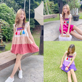มินิเดรส ชุดดอย พื้นเมือง งานขนมชั้นน่ารักๆ สีไม่ตก พร้อมส่งค่ะ❤️