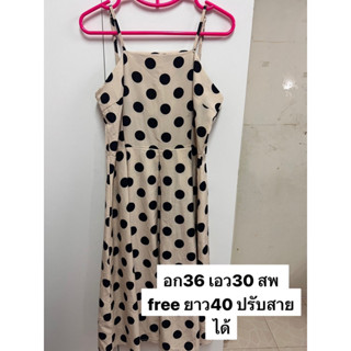 🌹Hot💥Polkadot Brown dressงานป้ายสวย สภาพใหม่ งานดีน่ารัก