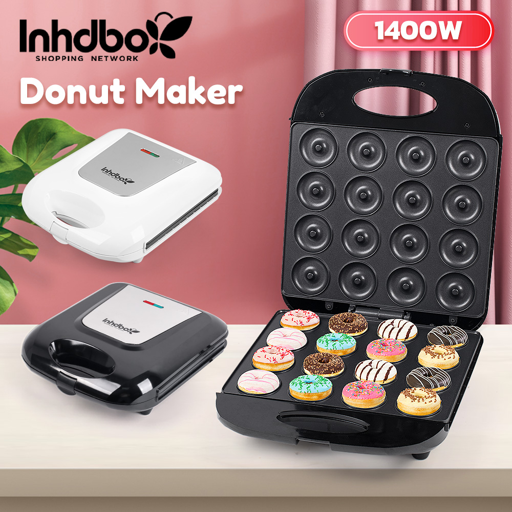 🚀พร้อมส่ง🚀 INHDBOX 1400W 6-8-12-16 หลุม การควบคุมอุณหภูมิ เครื่องทําโดนัท เครื่องทําโดนัทจิ๋ว Donut Maker รับประกัน 1 ปี