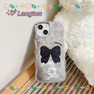 🌈Langton🌸ป้องกันการหล่น ขอบเต็ม iphone 11 14 pro max ลายคลื่น โบว์หูกระต่าย หวานสวย เรียบง่าย case for iPhone 12 13