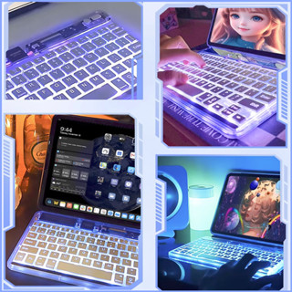 คีย์บอร์ดและเมาส์ Bluetooth ไร้สายแบบ Backlit พร้อมไฟ LED สำหรับ lPad Laptop Android Tablet ไทยแลนด์สปอต