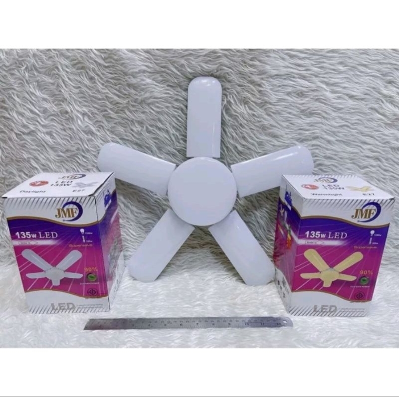 หลอดไฟ LED  ทรงใบพัด 5ใบพัด แสงขาว แสงเหลือง พับได้ รุ่นJMf-E27-135W
