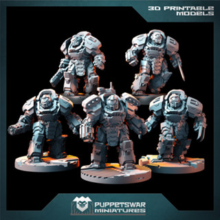 Heavy Strikers Breacher Squad - 3d print miniature board game model war game -  Puppetswar Miniatures