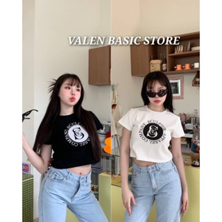 VALEN BASIC STORE 🖤🤍เสื้อครอปพิมพ์ ลาย SC