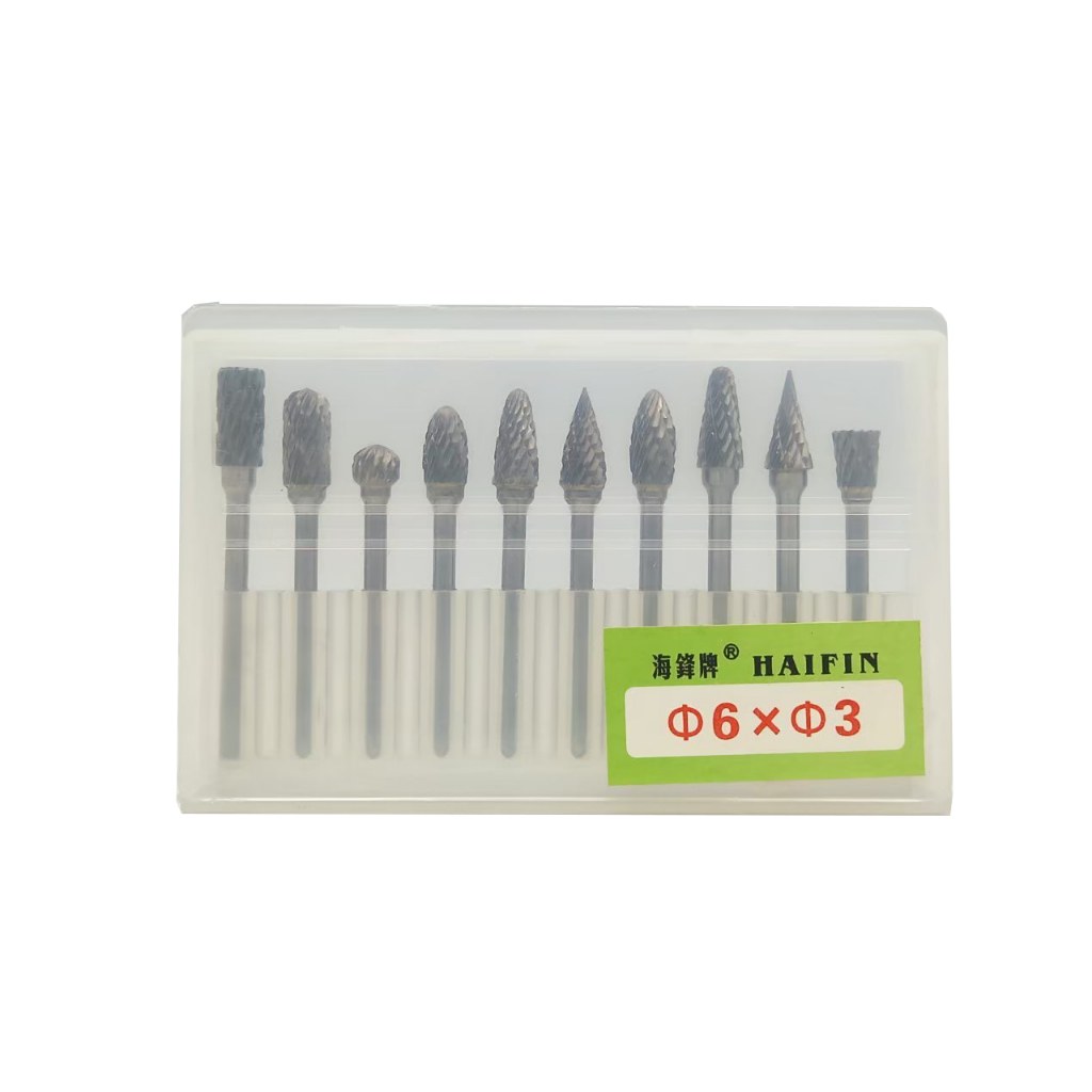 หัวเจียรคาร์ไบด์ (Carbide Rotary Burrs) แบบชุดรวม ก้าน 3 มิล โต 6 มิล กัดละเอียด กัดหยาบ ชุด 10 ชิ้น