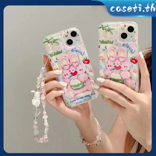 คูปองเคลม🎀เคสไอโ case for iphone 11 12 กราฟฟิตี้ไร้เดียงสากะทิกระต่ายสีชมพู เคส 14 13 12 11 pro max เคสมือถือกันกระแทก