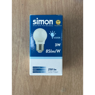 หลอดไฟ LED 3W ขั้ว E27  SIMON แสงขาว 6500k ความสว่าง 250lm แสงวอร์ม 3000k ความสว่าง 300lm