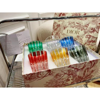 Dior High Beauty Whiskey Foreigner Glass Crystal Cut Colorful Hand Painted Water Glass Set of 6