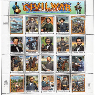 USPS 32 Cent Full Sheet of 20 Postage Stamps 1861-1865 Civil War - MNH