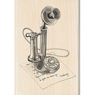 VINTAGE PHONE Wood stamp แสตมป์ไม้