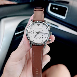 (ผ่อน0%)นาฬิกาชาย Emporio Armani Mens Chronograph Dress Watch With Quartz Movement AR1846 หน้าปัด 41 มม สายหนังสีน้ำตาล