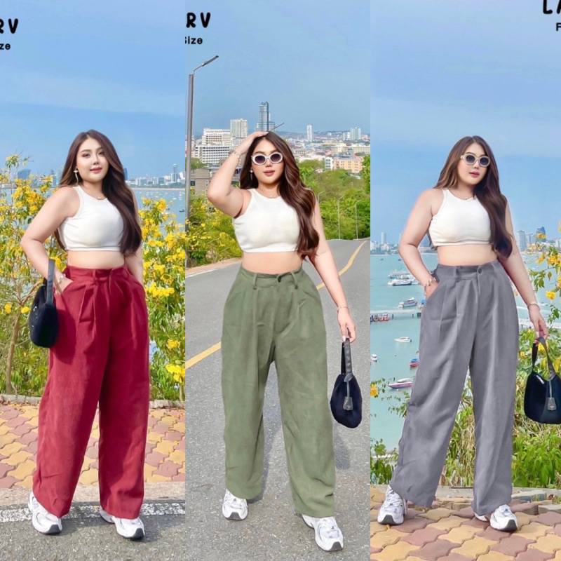 กางเกงขายาวเอวสูง รุ่นกระเป๋ายีนส์ ผ้าลูกฟูกร่องเล็ก เนื้อดีใส่สบายมากค่ะ