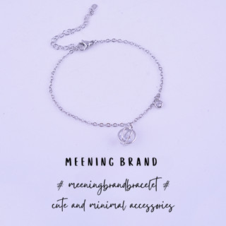 MeeningBrand ❥ สร้อยข้อมือเงิน TWO LITTLE DIAMOND [01-0078]