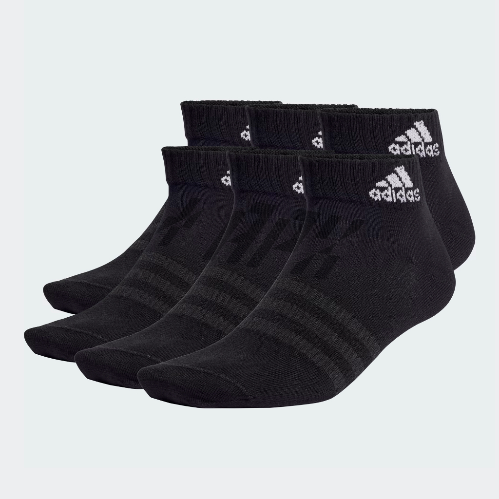 Adidas ถุงเท้า Thin and Light Sportswear Ankle Socks 6 Pairs | Black/White ( IC1293 )