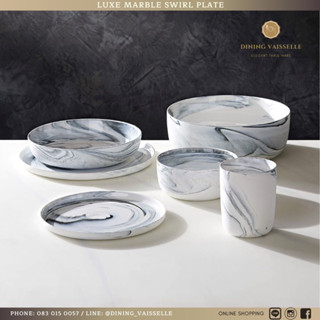 จานชามลายหินอ่อน Luxe Marble Swirl dinner set สวยงามมาก อุปกรณ์บนโต๊ะอาหาร