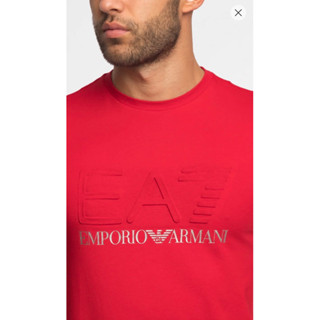 EA7 EMPORIO ARMANI MEN’s T-Shirt Logo เสื้อยืด ที-เชิ้ต คอกลม ผู้ชาย เอ็มโพริโอ้ อาร์มานี่ สีแดง