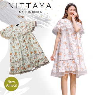 NITTAYA:เดรสทรงปล่อยน้องผีเสื้อ + ดอกส้ม(*รบกวนเช็คสต๊อกก่อนกดสั่งซื้อ)