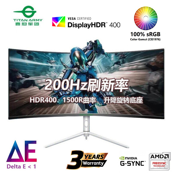 Titan Army 30" 2560X1080 Ultrawide 21:9/144Hz/200Hz HDR400 Premium Gaming Monitor(A30QR) Adaptive Sync, 1ms MPRT, 1500R