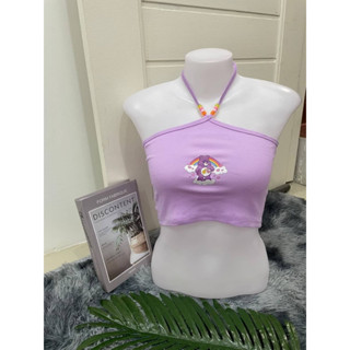 ** พร้อมส่ง **เสื้อคล้องคอ แต่งลูกปัด ทีมน้องม่วง🌈 อก30-36นิ้ว แซ่บๆน่าร๊ากกกก 🥰